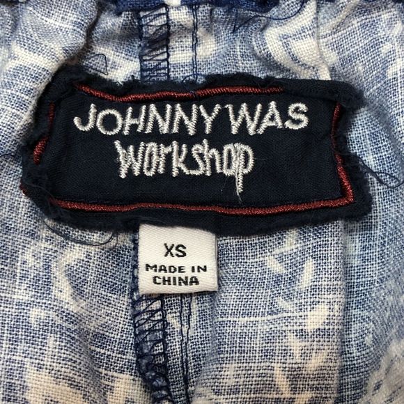 Johnny Was Workshop Linen Embroidered Paperbag Shorts XS Blue Walking Boho W8072 - Picture 2 of 11